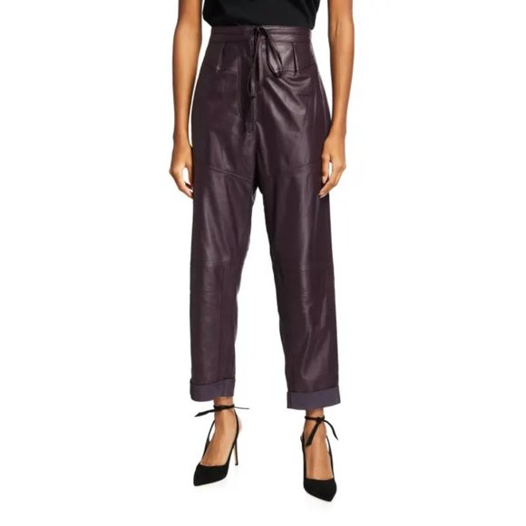 NWT - IRO Hosho leather tapered pants in Grape - Picture 1 of 15